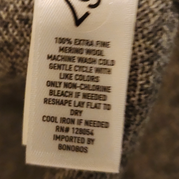 Bonobos Merino wool ribbed V-neck sweater in light gray Size XL- Nwot - Picture 7 of 7